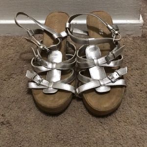 Aersoles Pewter Strapped Wedge